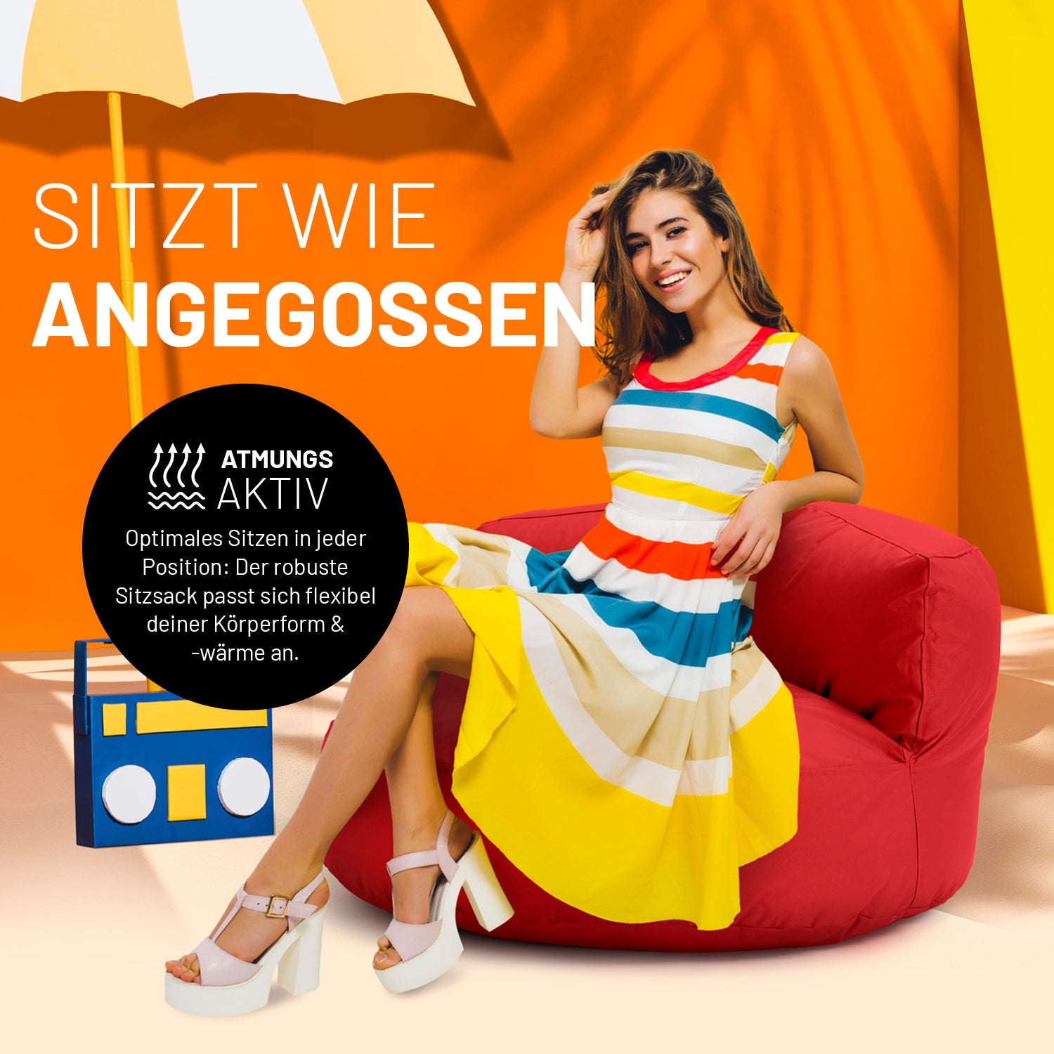 Sitzsack Lounge (320 L) - In- & outdoor - Rot