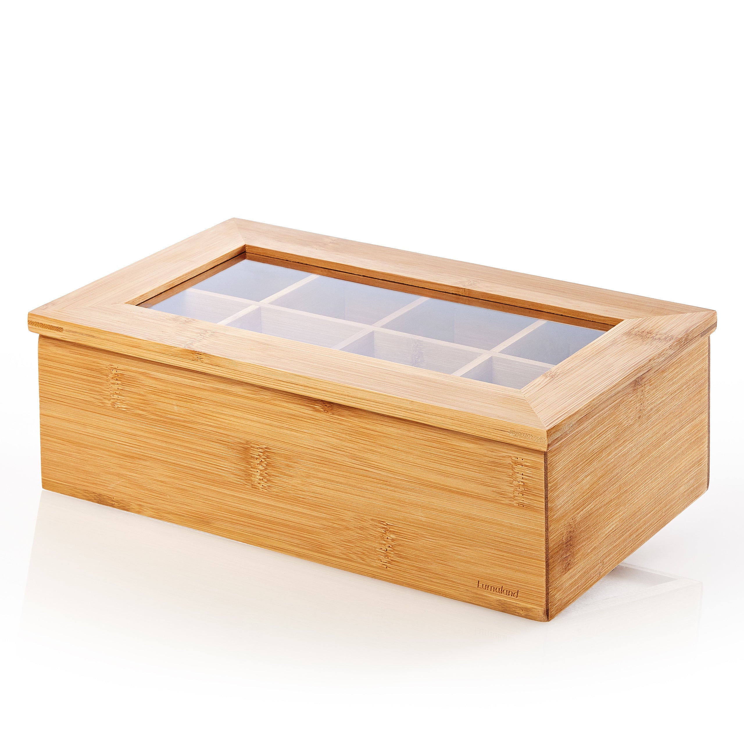 Cuisine Teebox - Mit aufklappbarem Deckel & Sichtfenster - Bambusholz