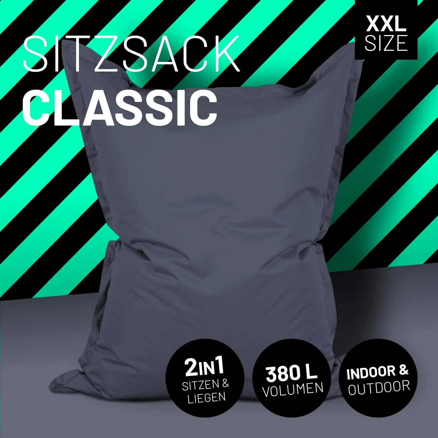 Sitzsack Classic XXL (380 L) - In- & outdoor - Stahlgrau