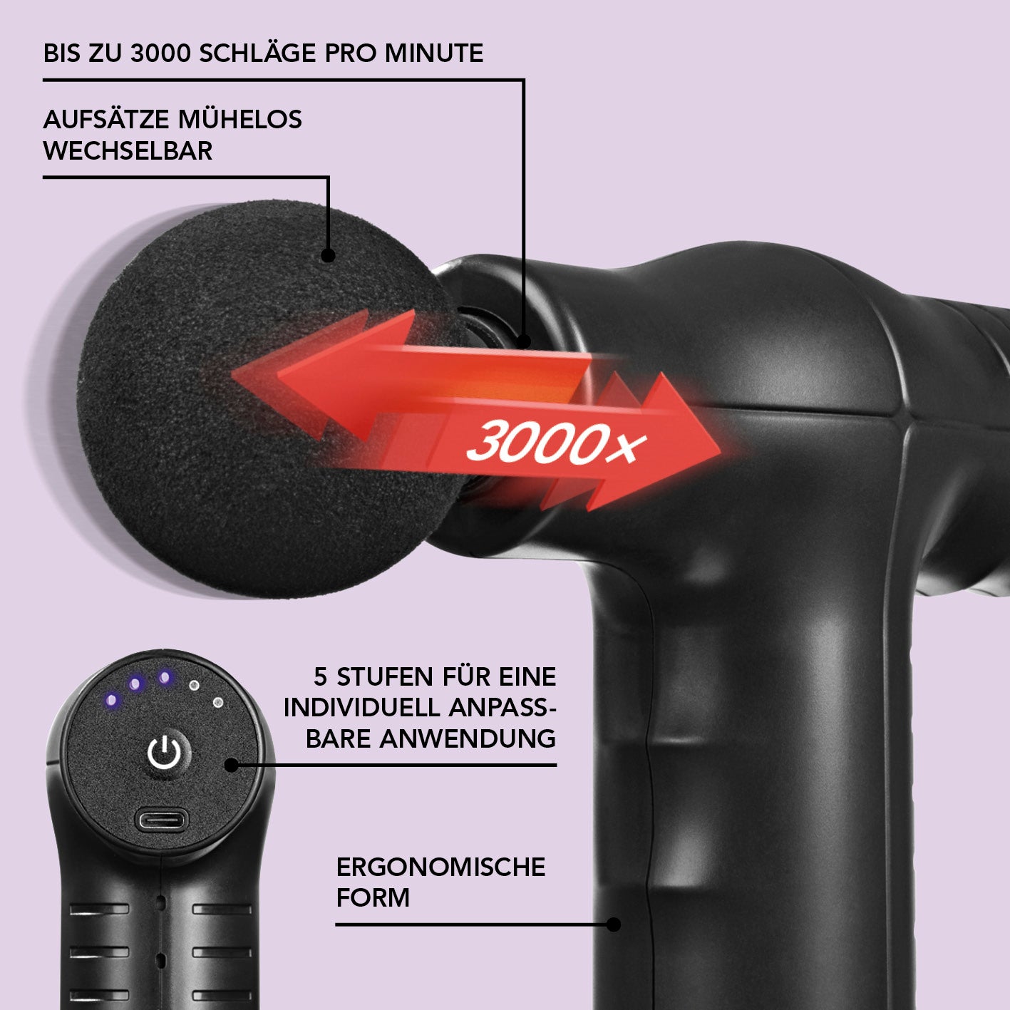 Mini-Massage Gun Smart Grip - schwarz