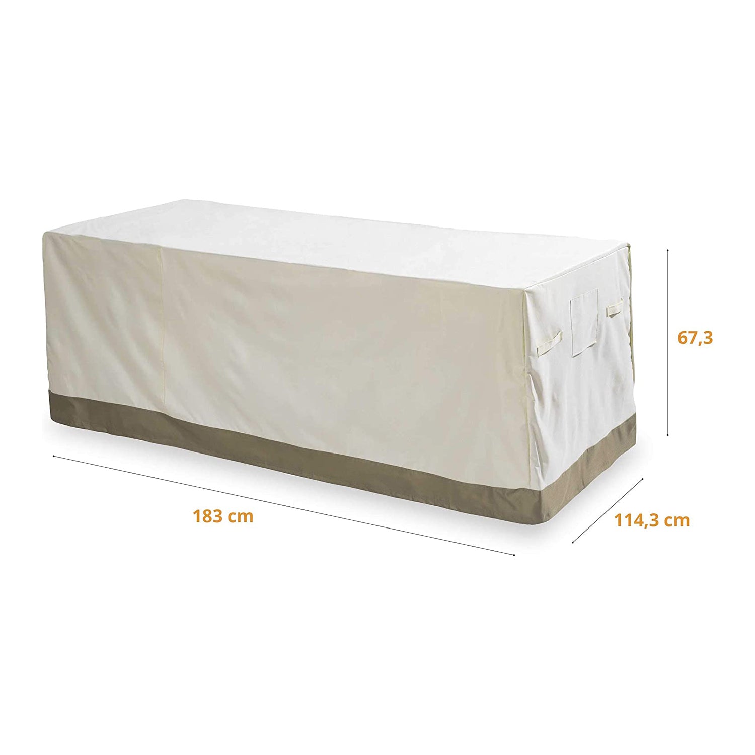 Abdeckplane für Gartentisch - 183 x 114,3 x 67,3 cm - Beige