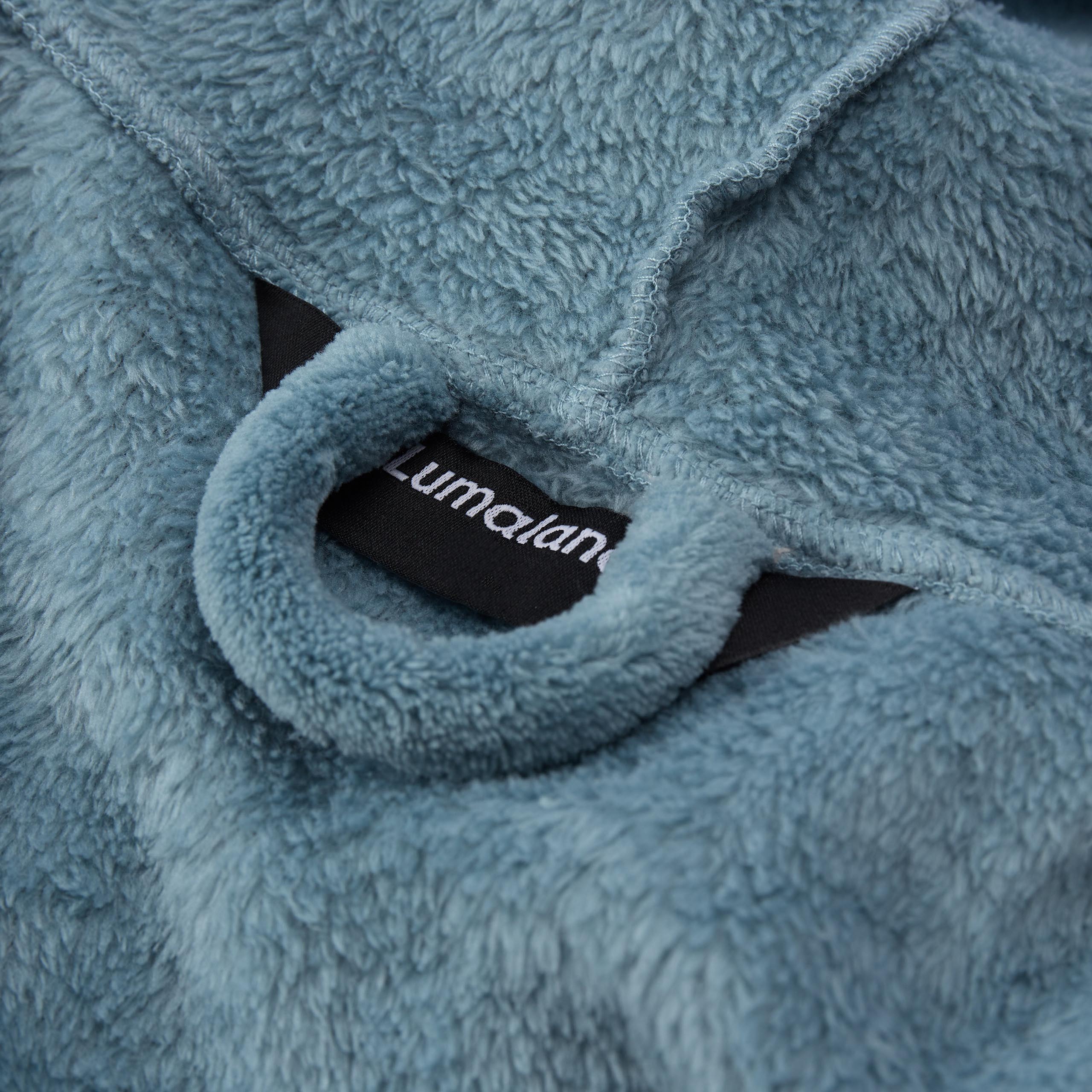 Luxury Mikrofaser Bademantel mit Kapuze für Damen und Herren - Smoky Blau - Größe M