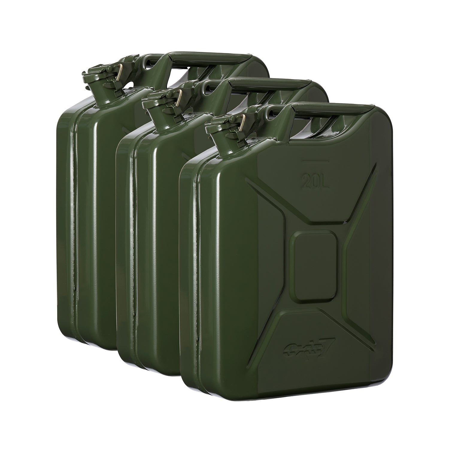 3er Set - Metall-Kraftstoffkanister 20 Liter Olivgrün