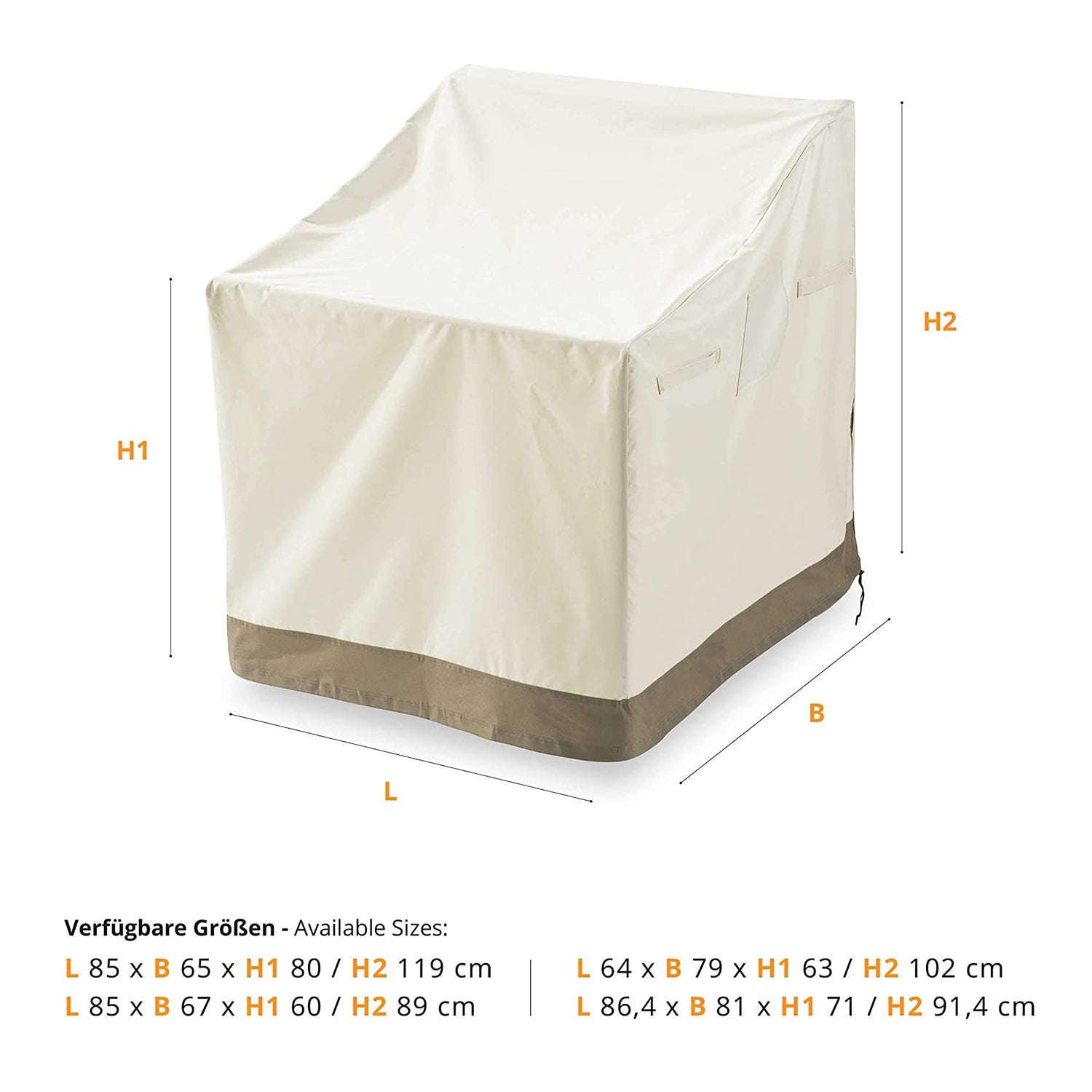 Abdeckung für Patio Stühle - 84,9 x 66,8 x 88,9 cm - Beige