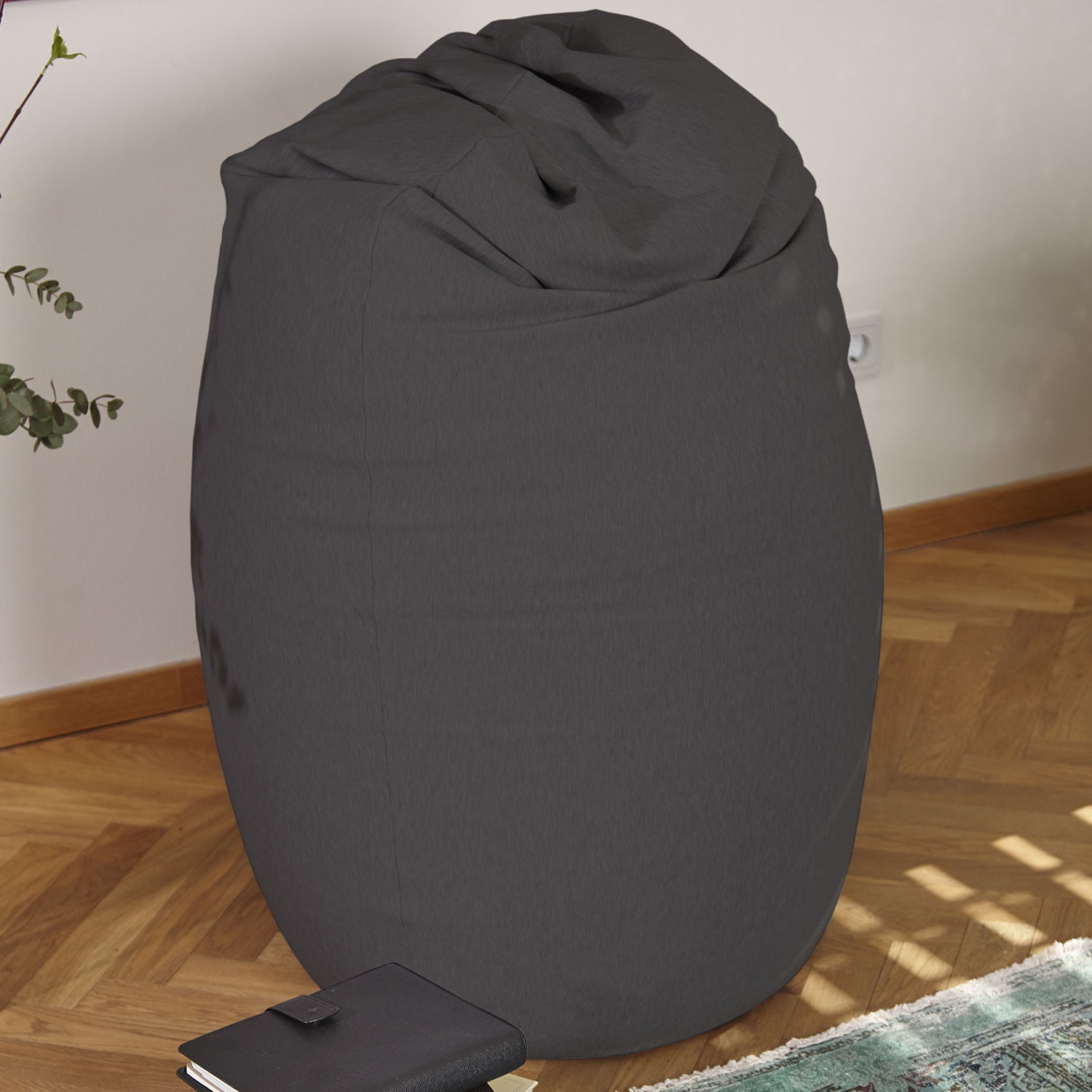 Flexi Comfort Sitzsack - Premium Bean Bag Sitzkissen - Medium 142 x 84 cm - Dunkelgrau