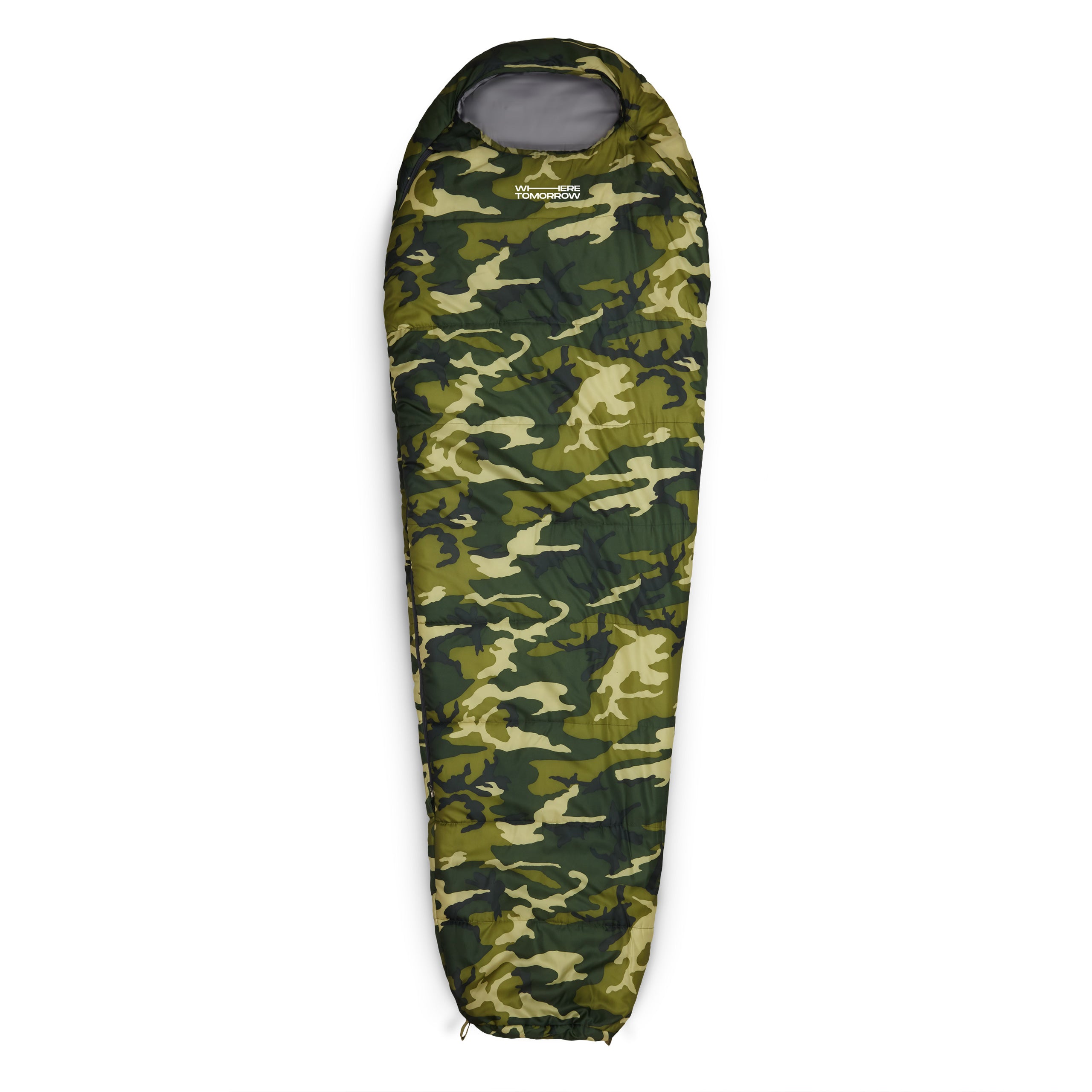Camping Schlafsack Classic - Mumienschlafsack mit Tasche - 230 x 80 x 55 cm - Camouflage Grün