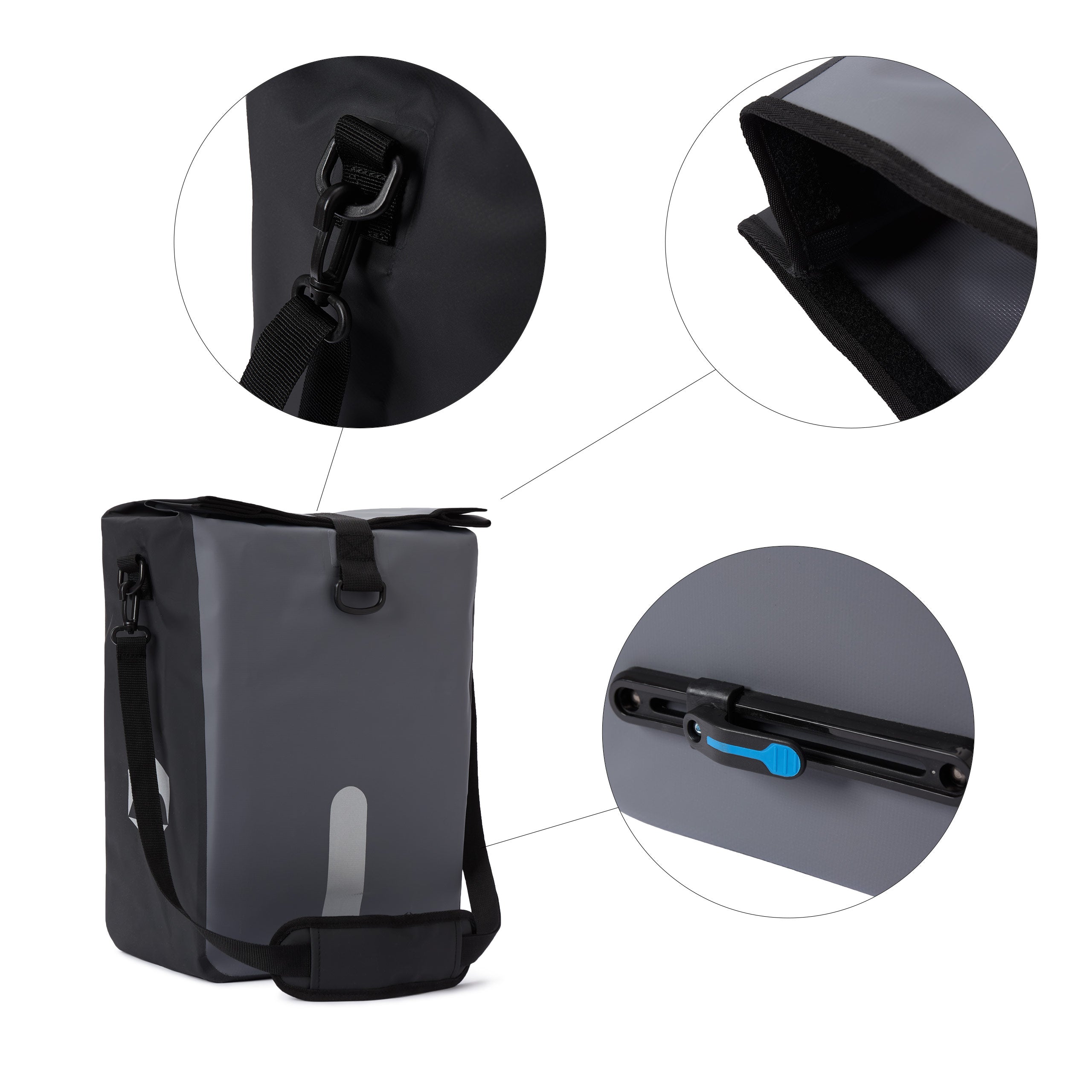 Wasserdichte Fahrradtasche Roll-Top - 21 L - Grau