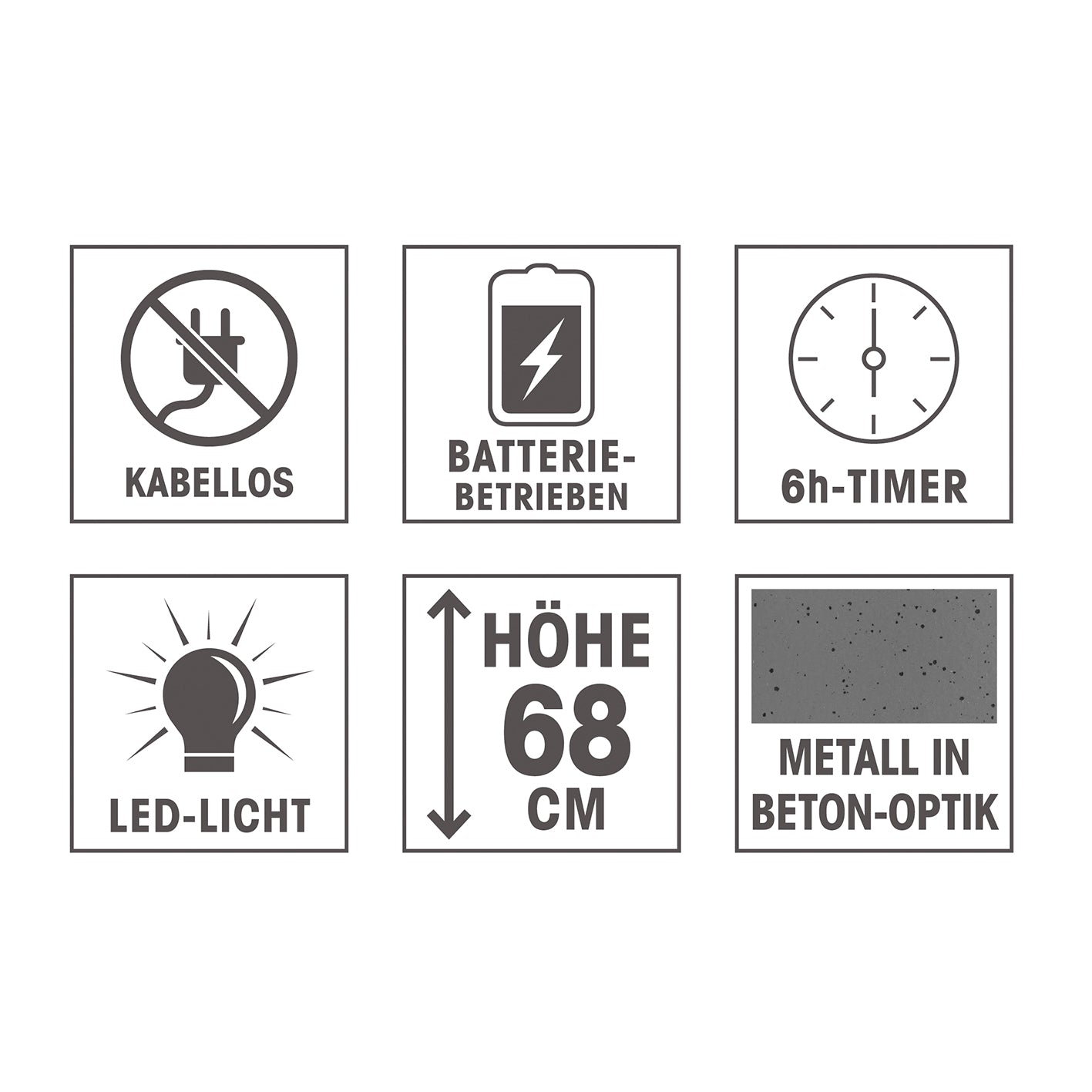 LED-Dekosäule mit Pflanzschale - Beton-Optik - grau