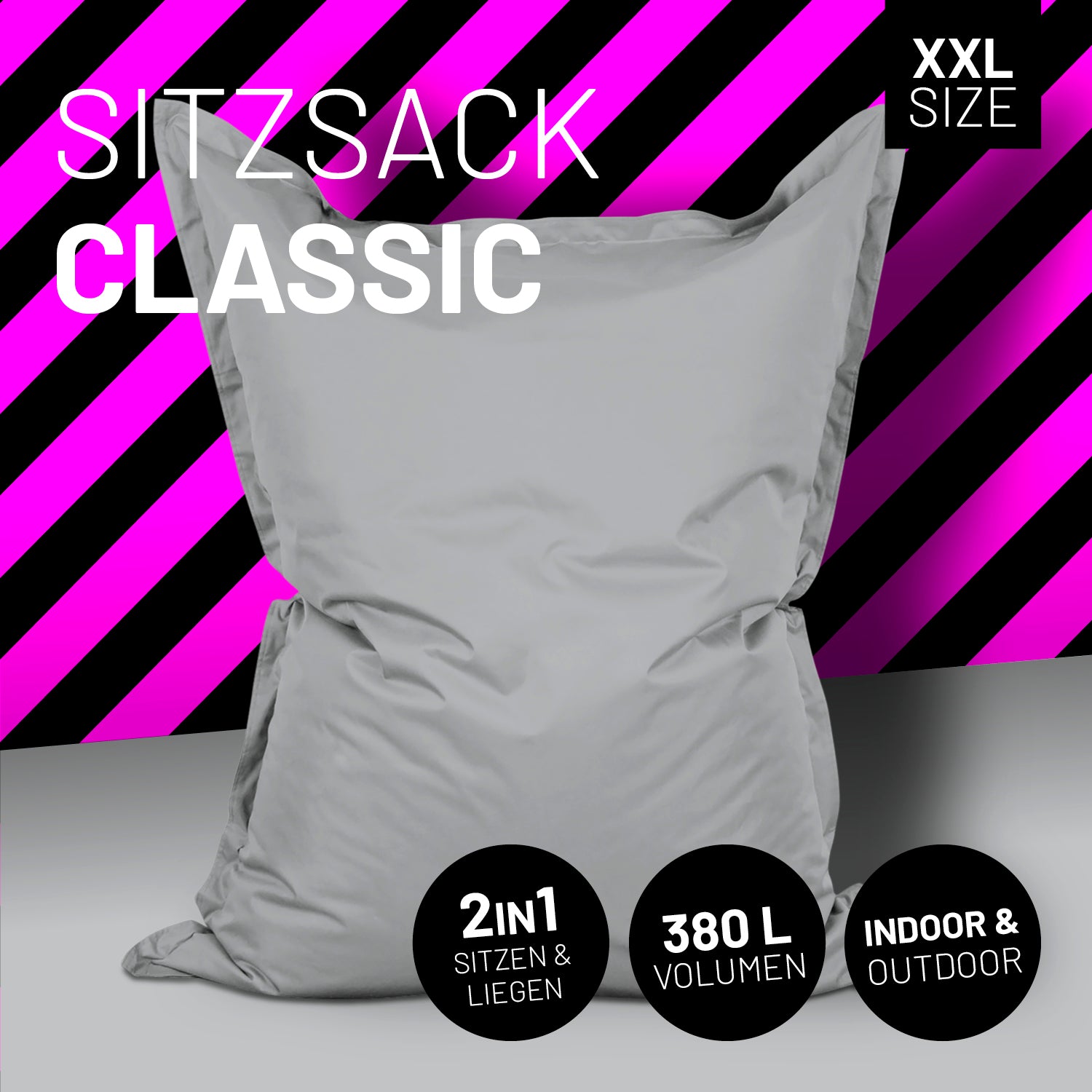 Sitzsack Classic XXL (380 L) - indoor & outdoor - Silbergrau